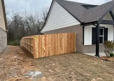6 ft Cedar Dog Ear Privacy Fence with Round Rail Fence on S 6th Pl, Broken Arrow, OK