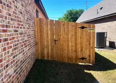6 ft Pre-stained Doug Fir Dog Ear Privacy Fence with Walk Gate on E 77th St N, Owasso, OK