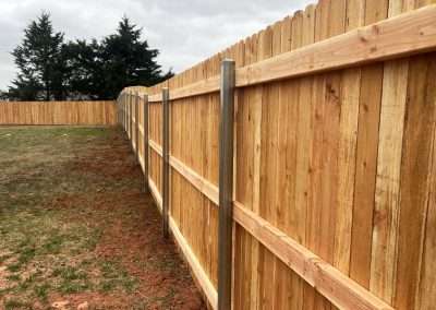Dog Ear Wood Vertical Privacy Fence Metal Post