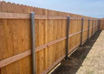 Dog Ear Wood Vertical Privacy Fence Metal Post