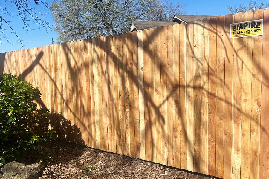 6 ft Cedar Dog Ear Privacy Fence with Chain Link Fence on N Cypress Ave in Broken Arrow, OK