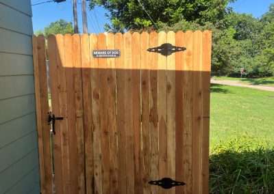 6 ft Cedar Dog Ear Privacy Fence on Steel Posts with Walk Gate on S Winston Ave, Tulsa, OK